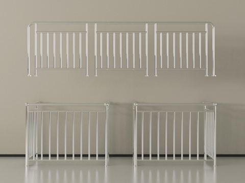 现代围栏护栏  栏杆防护栏  不锈钢栏杆su模型