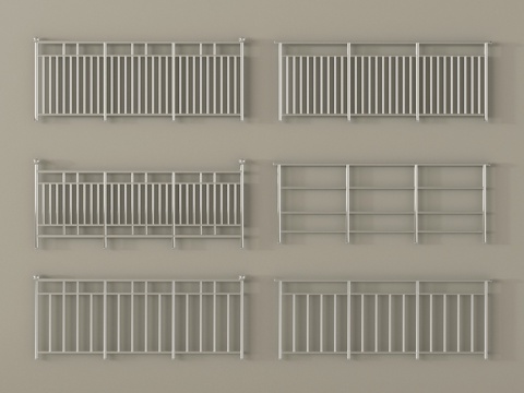 现代围栏护栏   防护栏 扶手  不锈钢栏杆su模型