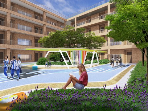 现代校园景观  校园建筑 教学楼建筑su模型