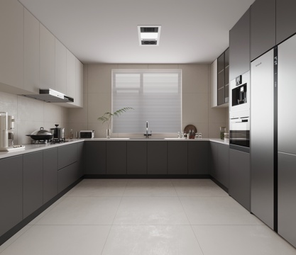 现代意式厨房 橱柜su模型