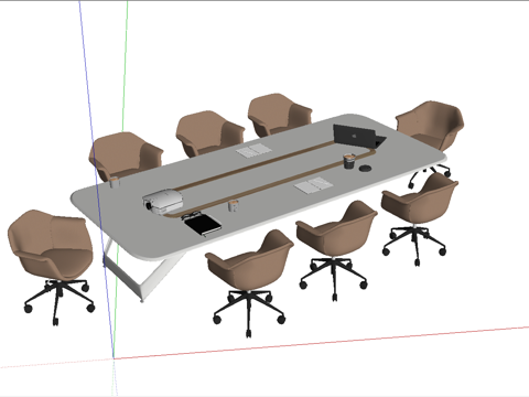 现代会议桌椅su模型
