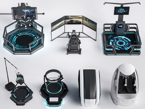 现代虚拟现实器材 VR设施 互动体验设施su模型