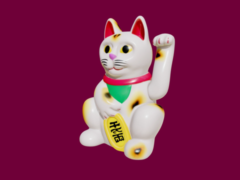 招财猫-招き猫，制作中su模型