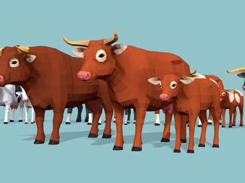 低多边形奶牛包su模型