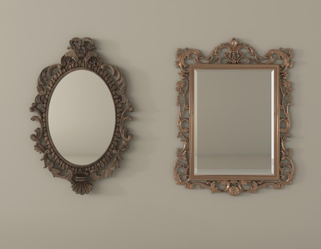 法式镜子  装饰镜 化妆镜  梳妆镜 浴室镜su模型