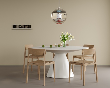 现代餐桌椅组合 餐椅 餐桌su模型