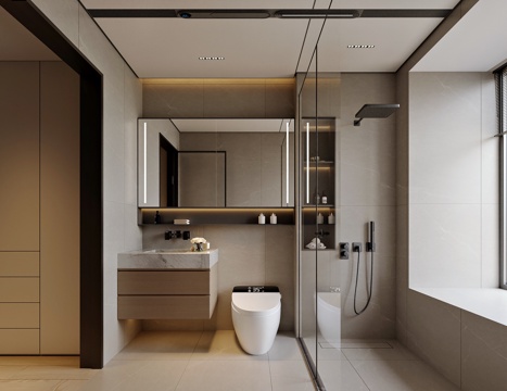  现代风格家居卫生间3d模型 