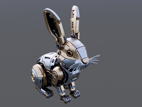 生肖机械兔雕塑su模型