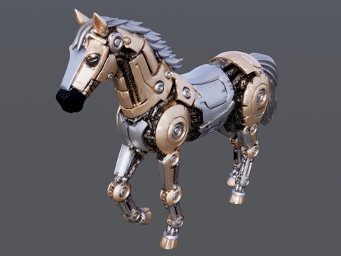 生肖机械马雕塑su模型