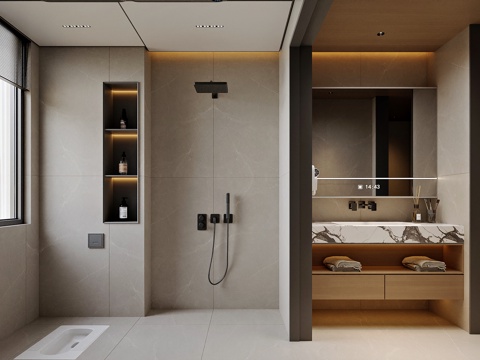  现代风格家居卫生间3d模型 