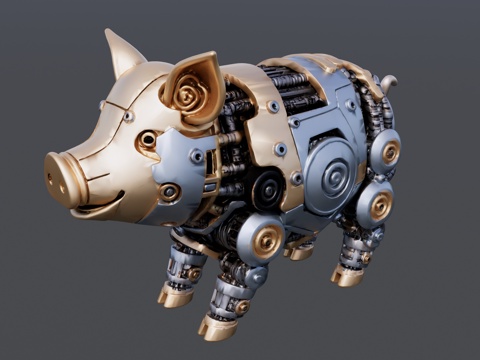 生肖机械猪雕塑su模型