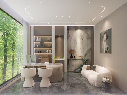 网红潮流现代办公室su模型