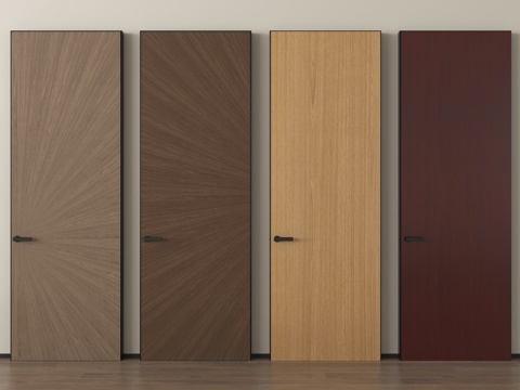 现代单开门  卧室门  平开门 木门su模型