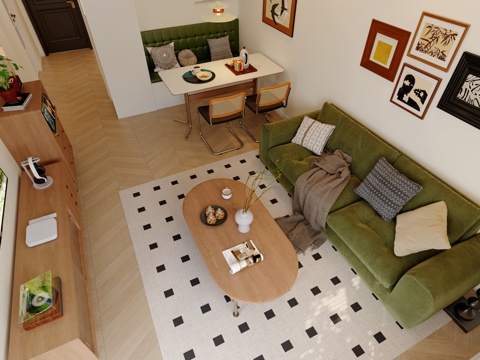  中古风客餐厅3d模型 