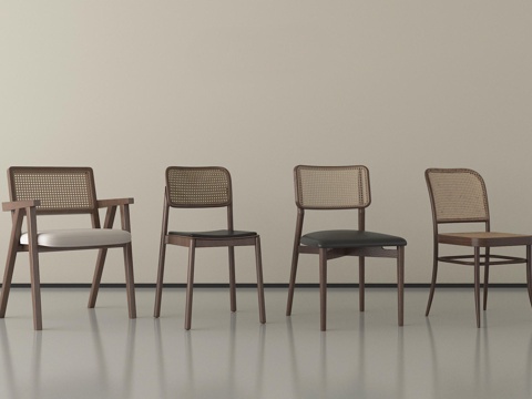 侘寂风休闲椅   单椅 藤编椅su模型