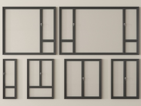 现代窗组合   平开窗 推拉窗   落地窗 阳台窗su模型