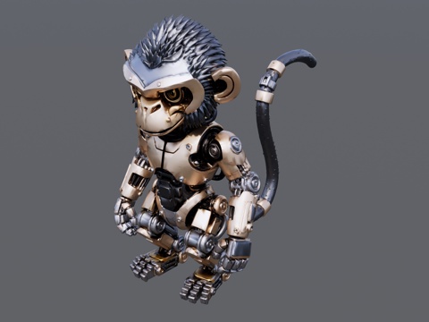 生肖机械猴子雕塑su模型