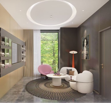 现代网红VIP洽谈室su模型