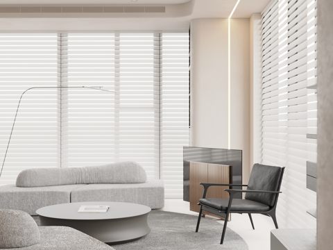  现代侘寂客餐厅3d模型 