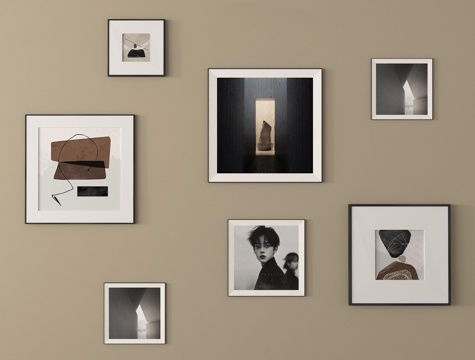 现代挂画组合   装饰挂画su模型