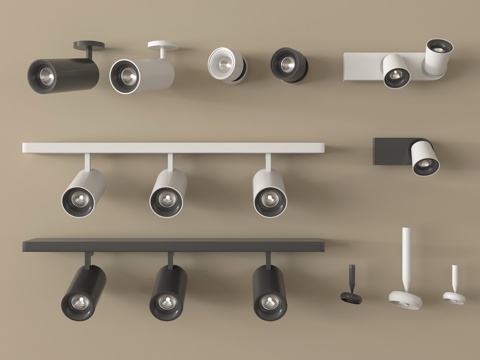 现代筒灯射灯   轨道射灯转向式su模型