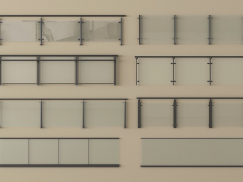 现代围栏护栏   玻璃栏杆 扶手    阳台围栏su模型