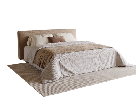  现代双人床3d模型 