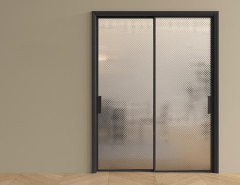 现代推拉门  玻璃推拉门su模型