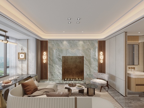  现代意式客餐厅3d模型 