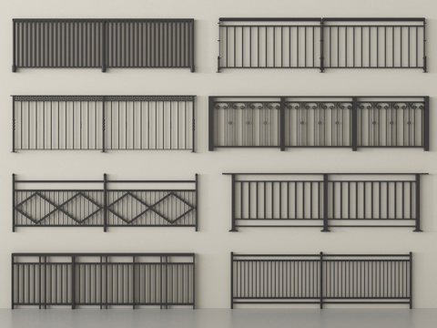  现代栏杆   铁艺栏杆 扶手    围栏 护栏3d模型 