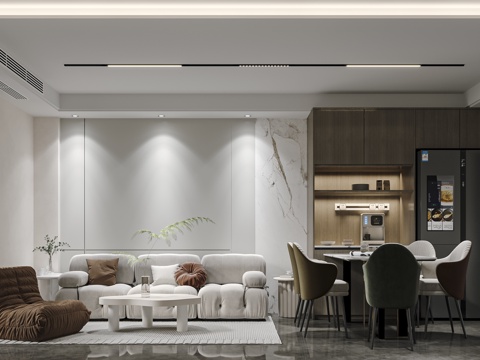  现代客厅3d模型 