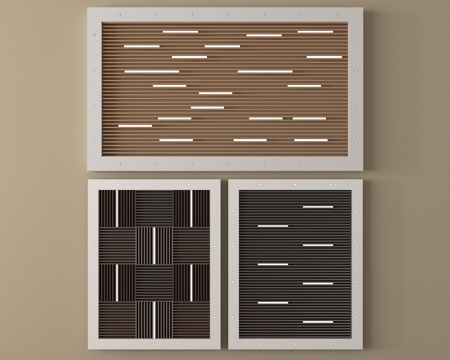 现代方通吊灯  木格栅吊顶    天花吊顶长条灯su模型