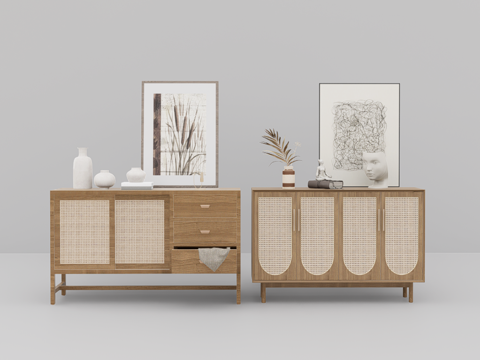 侘寂风边柜su模型