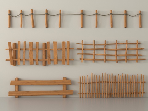 新中式栏杆   栅栏 围栏su模型