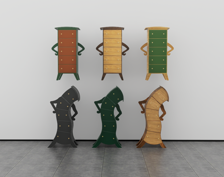 叉腰斗柜su模型