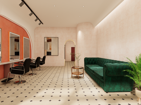 理发店 美容美发 美发店su模型