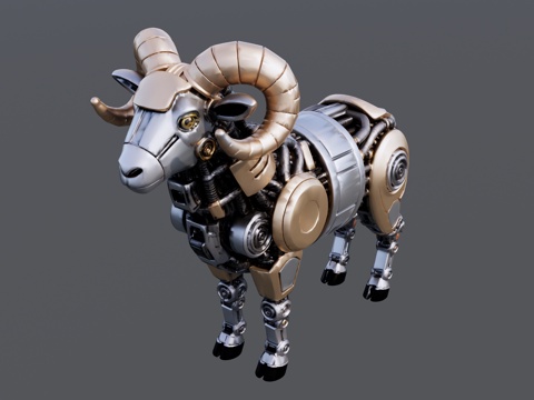 生肖机械羊雕塑su模型