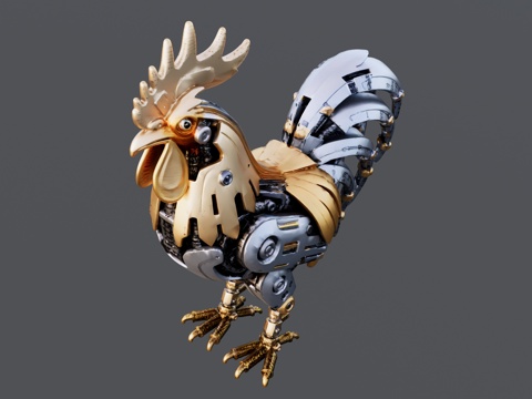 生肖机械鸡雕塑su模型