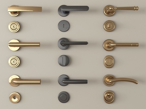 法式中古门把手  金属门把手  门把手 拉手su模型