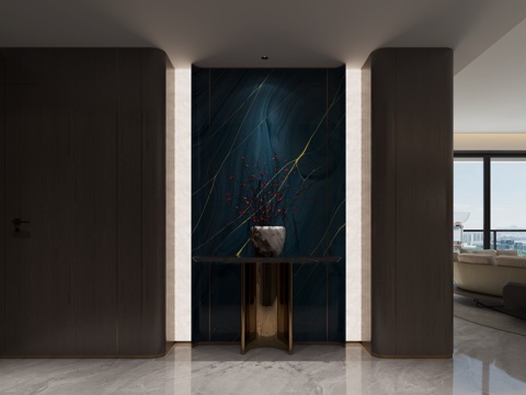  意式轻奢 现代 极简  客厅餐厅3d模型 