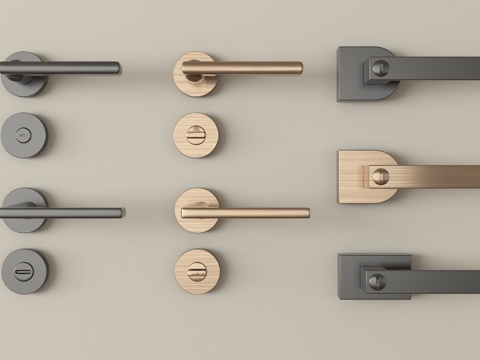 现代门把手   门锁 门把手  房门把手 拉手su模型