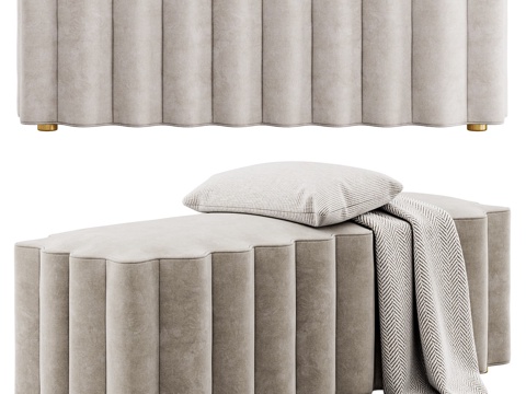  现代布艺长凳 床尾凳3d模型 