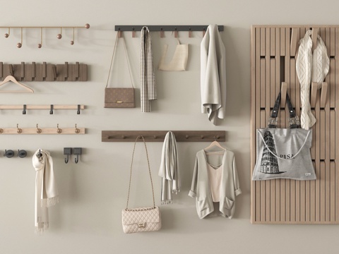 现代挂钩 挂衣钩 钢琴键挂衣钩 衣架 衣帽架su模型