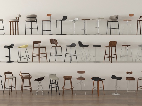 现代吧椅组合 吧凳 高脚凳su模型