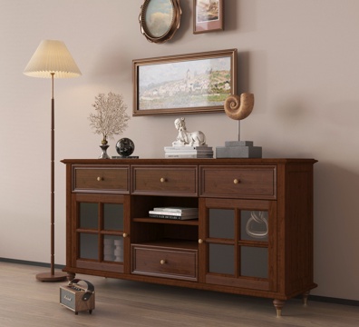 美式餐边柜 边柜 装饰柜 储物柜 落地灯su模型