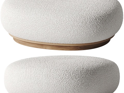  新中式圆形布艺沙发凳 脚踏3d模型 