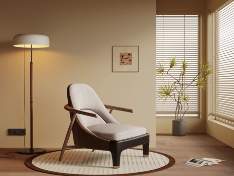 中古风躺椅 休闲椅su模型