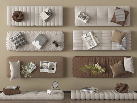 现代坐垫 沙发垫 飘窗垫 榻榻米坐垫 抱枕su模型