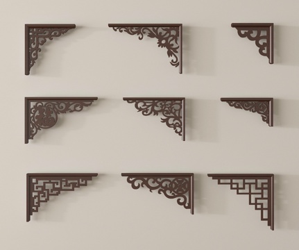 新中式角花 角线 雕花su模型