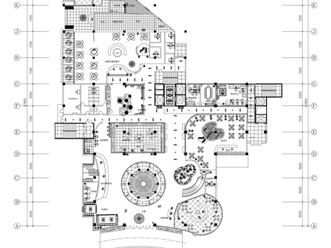 现代酒店大堂 西餐厅平面方案图cad施工图